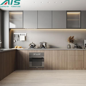 Meubles multifonctionnels de conception moderne européenne Ais, armoires de cuisine laquées grises avec évier et cuisinière intégrés - Product Image 3