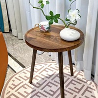 Petite table basse pour appartements - Style américain multifonctionnel en bois massif, design ovale pour salon, chambre, meubles de maison