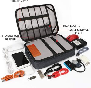 Sac d'accessoires électroniques haut de gamme, durable, imperméable, en Oxford, pour organiser les câbles, tablettes, chargeurs, disques durs, batteries - Product Image 4