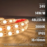 Bande LED flexible pour éclairage mural DC24V 14W/M IP65 étanche 3000K blanc chaud pour façade extérieure