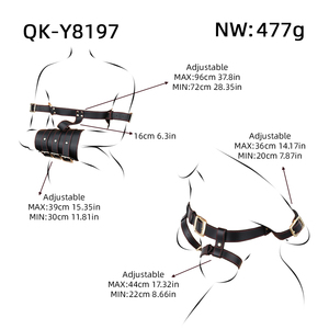 QKKQ Ensemble de bondage érotique pour le corps : dispositif de liaison mains-poitrine-taille, sangle de compression pectorale, sangle de retenue, menottes, sangle de cuisse, ceinture BDSM - Product Image 4