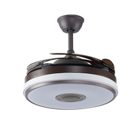 Ventilador de techo con control remoto de luz LED de nuevo diseño inteligente para altavoz Bluetooth para sala de estar