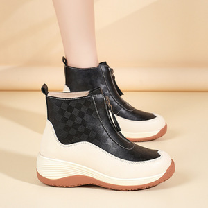 Nouvelles <span class=keywords><strong>baskets</strong></span> décontractées pour femmes, style britannique, légères et chaudes, à semelle compensée épaisse, avec fermeture éclair, <span class=keywords><strong>basses</strong></span>, antidérapantes, couleurs mélangées, collection automne - Product Image 2