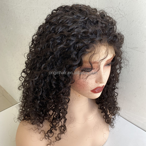 Peluca de PU 16 sin procesar, cabello humano virgen afro rizado, con color, sin pegamento, con base de seda, para alopecia, prótesis capilar, 100% cabello humano, pelucas médicas. - Product Image 1
