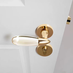 Serrure de porte intérieure silencieuse pour chambre, serrure de porte à poignée séparée en <span class=keywords><strong>cristal</strong></span> doré, ensemble de barres de tirage symétriques pour entrée d'appartement et d'hôtel - Product Image 5