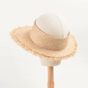 Sombrero de Paja Rafia de Ala Ancha con Borde Deshilachado, Estilo Veraniego, para Mujer, Playa, Salvavidas, Viajes - Product Image 3