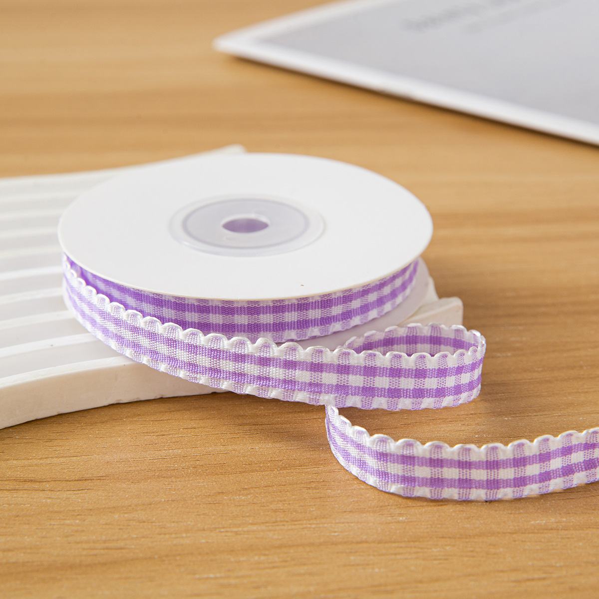 Ruban à carreaux violet clair en dentelle 1 cm 10 yards