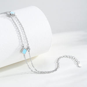 Pulsera de Cadena de Plata de Ley S925 con Turquesa Estilo Vintage para Mujer - Joyería Simple y Elegante, Versión de Cobre Personalizable - Product Image 4