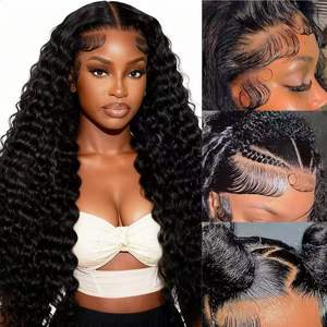 Perruques Lace Front HD Transparentes Brésiliennes de Luxe 100% Cheveux Humains Vierges Bouclés Profonds Pré-Pluckées avec Baby Hair <span class=keywords><strong>pour</strong></span> Femmes Noires - Product Image 5