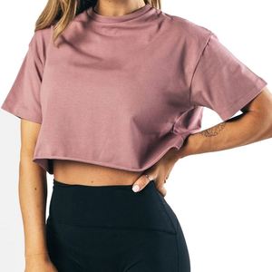 T-shirt décontracté d'été pour femme, coupe ajustée, manches courtes, col rond, basique, uni, crop top - Product Image 3