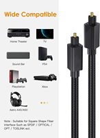 Cable de Audio Óptico Toslink a Toslink, Cables de Fibra Óptica Digitales S/PDIF Chapados en Oro de 24K