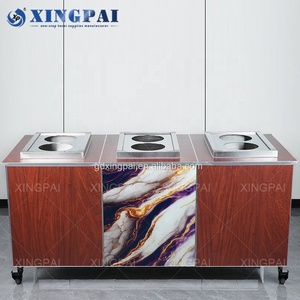 XINGPAI Commercial Catering Equipment Modern Rectangle <strong>Buffet</strong> Station Luxury High Quality Sapele Wood <strong>Buffet</strong> <strong>Table</strong> - Product Image 3