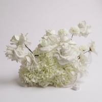 Centres de table de mariage en roses blanches au toucher réel, arrangement floral artificiel blanc et vert, décoration de la maison, décoration de table de mariage