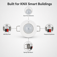 Radar FMCW 24 GHz + PIR - Double technologie, compact et facile à installer, compatible avec l'application KNX, 30 V CC pour divers scénarios