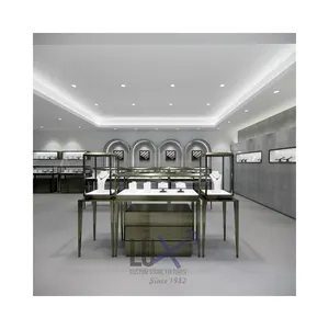 Luxury Gold Retail Jewellery Shop Glass Furniture Counter Design Jewelry Displays Showcases For Store