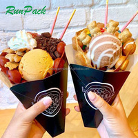Cono de Papel Desechable para Waffles, para Comida para Llevar, Caja de Almuerzo, Empaque de Alimentos Personalizado