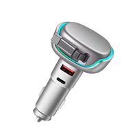 Pengisi Daya Mobil Mini 50W Retractable 3 Port PD QC3.0 USB C Adaptor Pengisian Cepat 12V 24V dengan Kabel Retractable Terintegrasi Untuk Ponsel