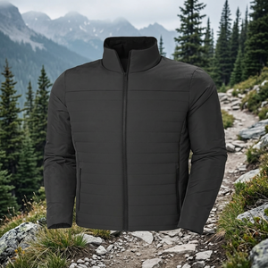 Blouson matelassé homme coupe ajustée pour l'extérieur, style professionnel, en polyester enduit, avec fermeture éclair, coupe-vent et imperméable, idéal pour le travail en hiver - Product Image 3