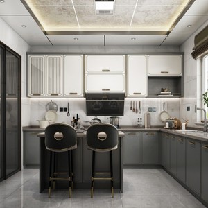 BAILOM <span class=keywords><strong>Cucina</strong></span> Modulare Personalizzabile Moderna ed Elegante, Ecologica, con Finiture Rosse, Armadi in Vetro con LED, Isola <span class=keywords><strong>Nera</strong></span> - Product Image 3