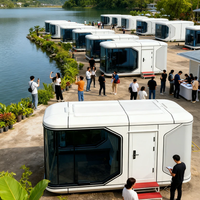 Maison capsule spatiale moderne de luxe, maison préfabriquée mobile pour hôtel de villégiature et pod de glamping