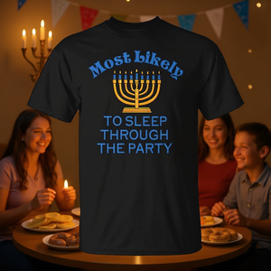 Camiseta de Hanukkah con diseño familiar: la más probada de que se quedará dormida durante la fiesta - Product Image 3