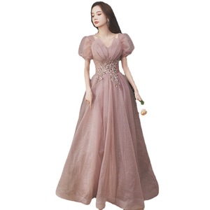 Women's Evening Gown Pink A-Line Empire Waist Sweetheart Neckline Organza Long Dress For Formal Events - Product Image 5
