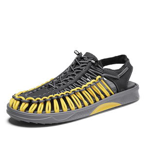 Men's Summer Beach Shoes Sandals Anti Slip Rubber Fashion Leisure Black Red <b>White</b> Mesh Sandals for Men - Product Image 4