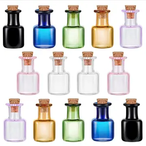 Colored Spell Jars Tiny Wishing Glass Bottles With Cork Small Potion Jars Clear Rum Mini Bottles