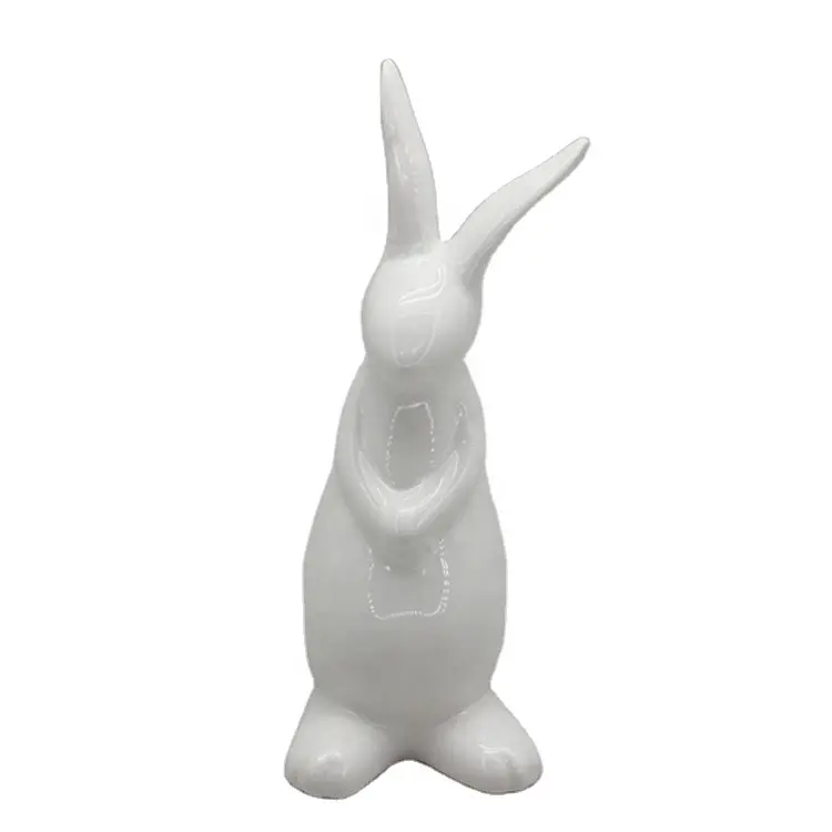 Online shopping home kitchen gifts desktop decor ceramic white dolomite standing rabbit easter bunny