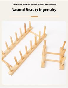 Escurridor de bambú multifuncional moderno, secador de vasos y estante de almacenamiento de platos de cocina - Product Image 6