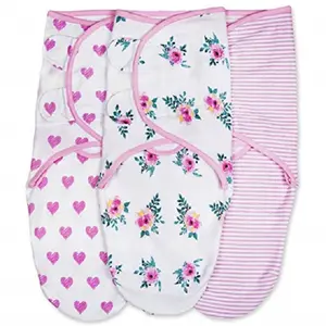 2024 nouveau-né bébé mignon Design imprimé Swaddle Wraps couvertures réglables minces couvertures de couchage pur coton biologique Swaddle Wraps