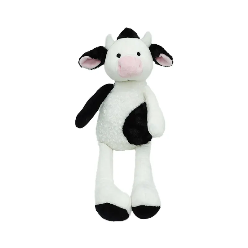 Yeni tasarım yumuşak kumaş beyaz inek peluş oyuncaklar karikatür dolması uzun bacaklar yaratıcı hayvan inek kolye ev süslemeleri
