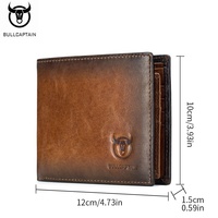 Dompet kulit pria merek BULLCAPTIAN ultra-tipis dari kulit sapi lapisan atas yang modis dan mewah dengan banyak slot kartu.