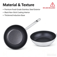 Batterie de cuisine professionnelle 3 pièces en acier inoxydable, compatible induction, fond capsule, base épaisse, poignée anti-chaleur, style américain