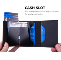 Dompet Lipat Tiga Kulit PU Kustom dengan Penjepit Uang, Pemblokir RFID, Tempat Kartu Aluminium Pop Up, dan Kantong Resleting
