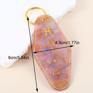 พวงกุญแจอะคริลิคแกะสลักแบบกําหนดเอง พวงกุญแจอะคริลิคหรูหราแบบกําหนดเอง โมเทล Glitter พวงกุญแจราศี โปรโมชั่นอุปกรณ์พวงกุญแจโรงแรม - Product Image 4