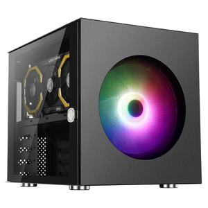 U1000 BK M-ATX Mini Gaming PC Case Pre-Installed 1x200mm + 1x120mm ARGB Fans 1.2T Type-C USB 3.0 Stylish Tempered Glass Used ITX