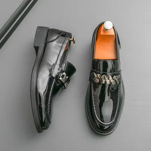 Men's Mesh Fabric Lace-up Brogue British Style Thick Sole Waterproof Breathable Arch Support Height Increasing Black Casual - Product Image 4