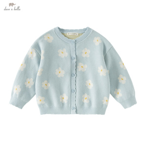 DB1260356 DAVE BELLA Cappotto in Cotone per Bambine, Cardigan Primaverile Blu Pastello, Maglione Lavorato a <span class=keywords><strong>Maglia</strong></span> - Product Image 2