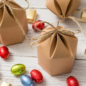 Mini Cajas de Regalo de Papel, Caja de Embalaje Hexagonal de Papel Kraft con Cordel, Envoltura de Regalo para Dulces, Chocolates, Bodas y Fiestas - Product Image 5