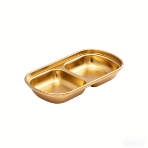Bol à sauce en acier inoxydable FLEY SUS304, style coréen, design à 1-4 compartiments, bol à trempette doré pour barbecue et fondue - Product Image 4