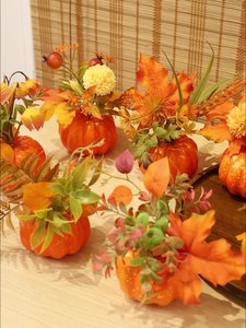 Guirlande lumineuse féerique pour Halloween, la Saint-Valentin et Thanksgiving, citrouille décorative en verre, fonctionnant sur piles, 18 cm, jaune - Product Image 5