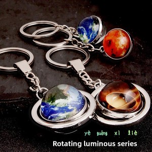 Porte-clés Lumineux Neuf Planètes Œil de Dieu, Pendentif Rond Rotatif Double Face en Cristal - Product Image 5