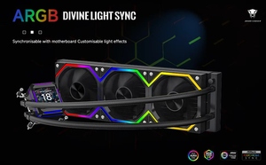 Refroidisseur de processeur Jungle Leopard AstroShel 2.8" avec écran numérique, ventilateur de refroidissement 360/240 noir/blanc, 70.84CFM, 2000RPM, roulement à fluide, ventilateur ARGB - Product Image 3