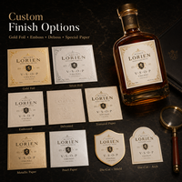 Etiquetas Personalizadas para Vino y Licores, Papel Texturizado con Estampado en Dorado, Adhesivos Impermeables para Botellas de Coñac, Whisky y Licores, OEM