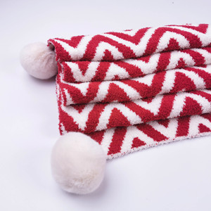 Nhà Máy Giá <span class=keywords><strong>100</strong></span>% <span class=keywords><strong>Polyester</strong></span> Màu Đỏ Và Trắng Dệt Kim Chăn Với <span class=keywords><strong>Pom</strong></span> Cho Mùa Thu Và Mùa Đông - Product Image 4