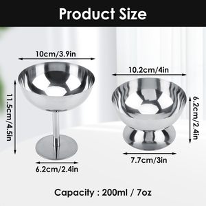 Stainless Steel Reusable Ice Cream & Dessert Bowl Salad Cup 200ml Capacity Silver Color Luxury Party Container - Product Image 2
