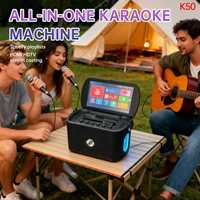 Altavoz Inalámbrico de Alta Gama con Micrófono, Pantalla Táctil de 11.6'', Sistema de Karaoke Portátil para Fiestas