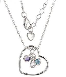 High quality heart shaped silver necklace 925 solid color cubic zircon oxide heart shaped pendant necklace
