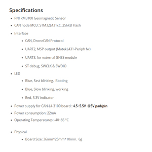 MATEKSYS CAN-L4-3100 PNI RM3100 Geomagnetischer Sensor CAN <span class=keywords><strong>Magnetometer</strong></span> Basierend auf DroneCAN für FPV RC Drohne - Product Image 5